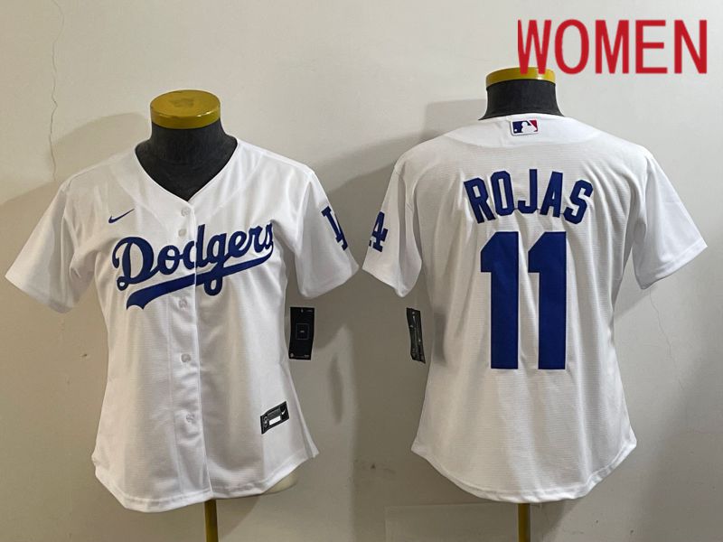 Women Los Angeles Dodgers #11 Rojas White Game 2024 Nike MLB Jersey style 2->women mlb jersey->Women Jersey